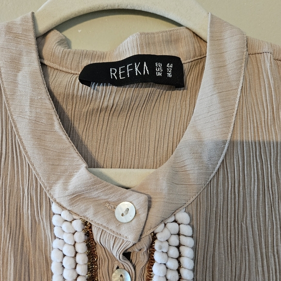 Refka Modest Pleated Long Sleeve Maxi Cream Dress Size US 12. - Picture 6 of 12